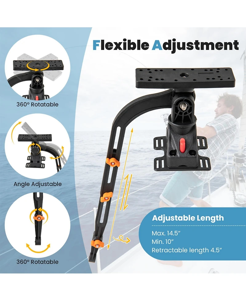 Sugift 360° Rotatable Fishing Boat Accessory Set of 2 with Mount Bracket