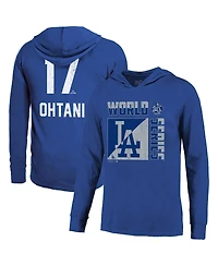Majestic Threads Men's Shohei Ohtani Royal Los Angeles Dodgers 2025 World Series Name Number Lightweight Long Sleeve Hooded T-Shirt