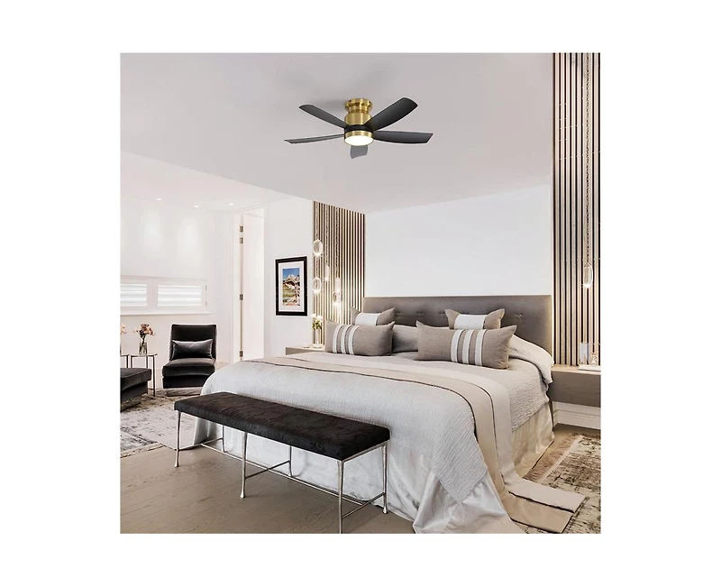 Sofucor 42-inch Modern Golden 5-Blade Ceiling Fan With 6-Speed Adjustable Wind Speed and Light Kit