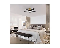 Sofucor 42-inch Modern Golden 5-Blade Ceiling Fan With 6-Speed Adjustable Wind Speed and Light Kit