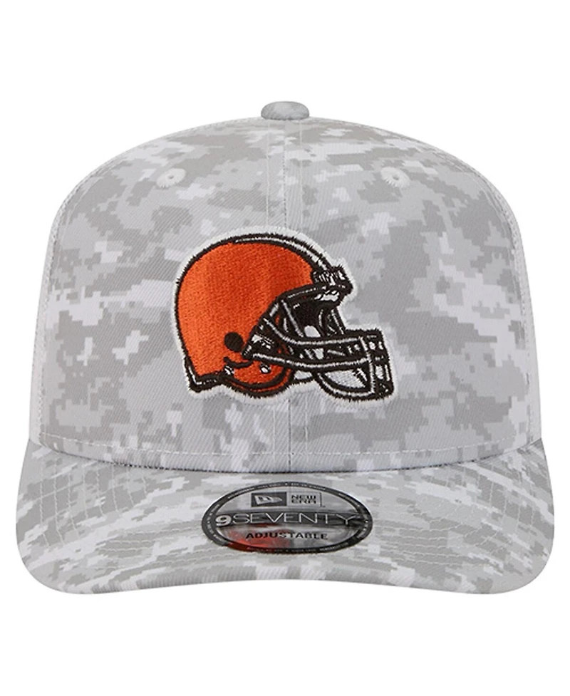 New Era Men's Gray Cleveland Browns Salute to Service Fan Pack 9SEVENTY Trucker Adjustable Hat