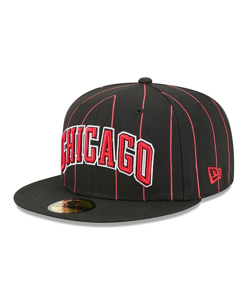 New Era Men's Black Chicago Bulls Jersey Hook Statement Edition 59FIFTY Fitted Hat