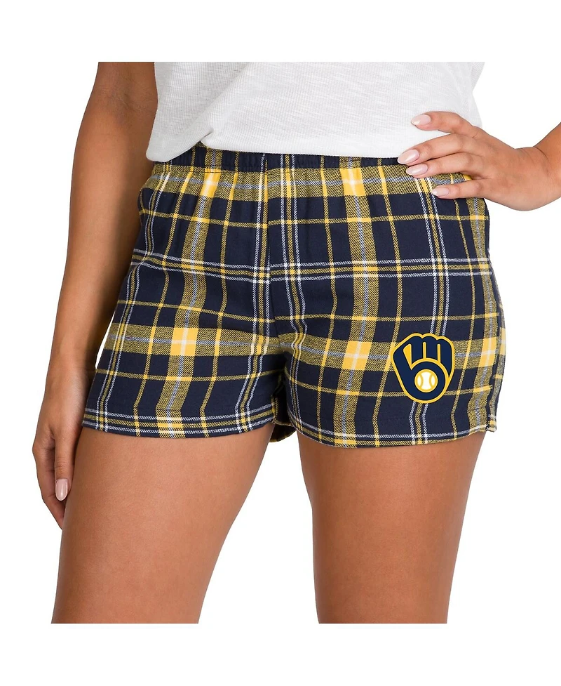 Concepts Sport Women's Navy/Gold Milwaukee Brewers Ultimate Flannel Shorts