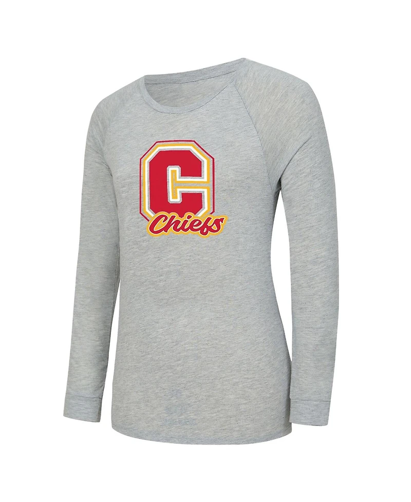 Concepts Sport Women's 2-Piece Heather Gray/Red Kansas City Chiefs Regulate Plaid Long-Sleeve T-Shirt and Shorts Sleep Set