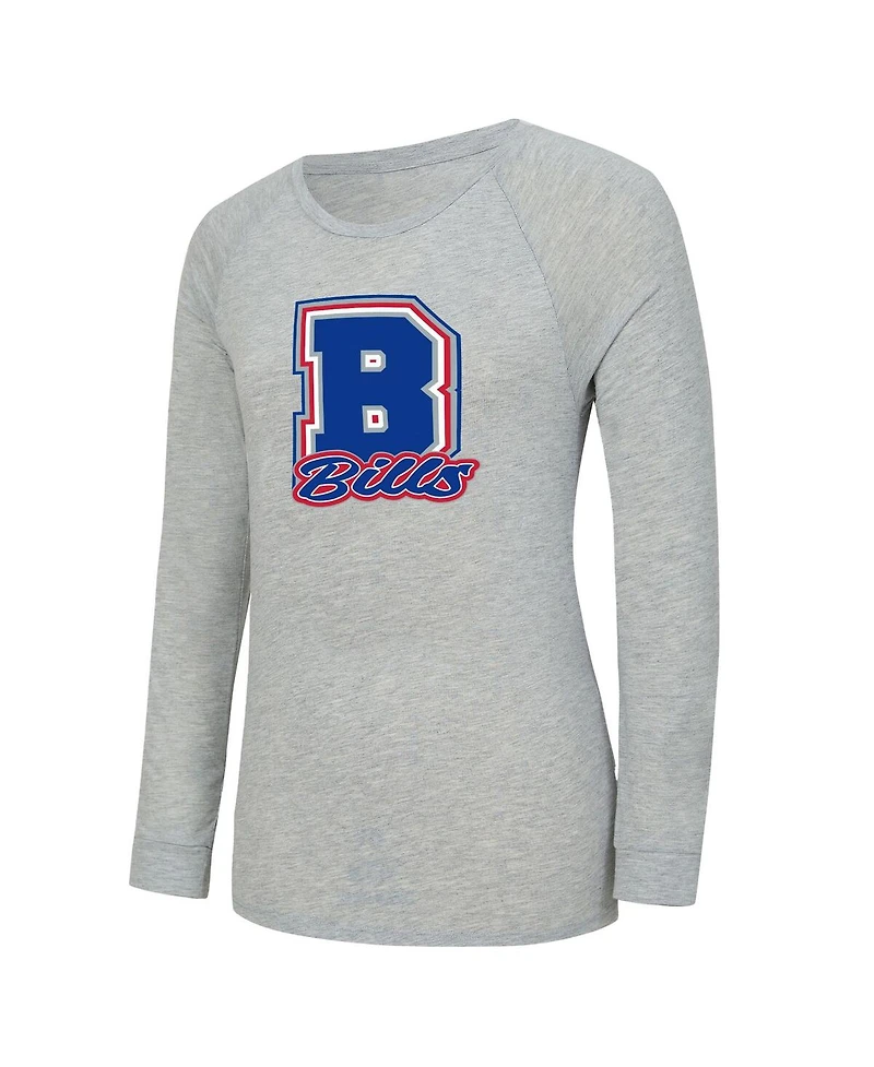 Concepts Sport Women's 2-Piece Heather Gray/Royal Buffalo Bills Regulate Plaid Long-Sleeve T-Shirt and Shorts Sleep Set