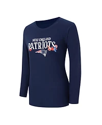 Concepts Sport Women's 2-Piece Navy New England Patriots Chestnut Long Sleeve T-Shirt and Pant Sleep Set