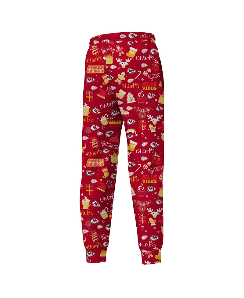 Outerstuff Big Boys and Girls Red Kansas City Chiefs Chestnut Holiday Sleep Set