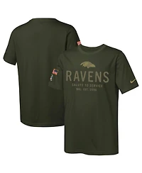 Nike Big Boys and Girls Olive Baltimore Ravens 2025 Salute to Service Sideline Dri-fit T-Shirt