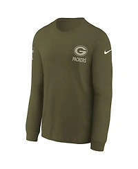Nike Big Boys and Girls Olive Green Bay Packers 2025 Salute to Service Sideline Dri-fit Long Sleeve T-Shirt