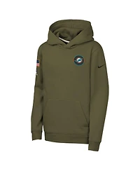 Nike Big Boys and Girls Olive Miami Dolphins 2025 Salute to Service Club Fleece Hoodie