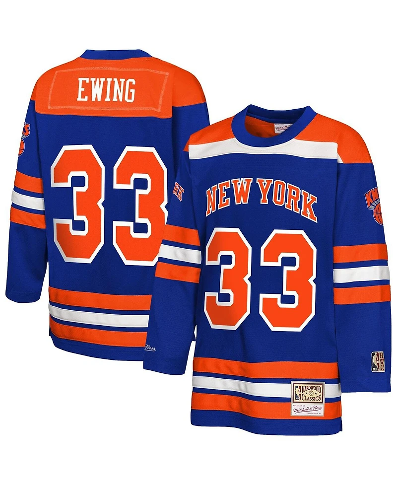 Mitchell & Ness Big Boys and Girls Patrick Ewing Blue New York Knicks Maxxed Out 2.0 Fashion Hockey Jersey