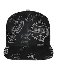Outerstuff Big Boys and Girls Black San Antonio Spurs Street Hooper Allover Print Snapback Hat