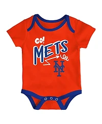 Outerstuff Baby Boys and Girls 3-Piece New York Mets All Day Play Bodysuit Set