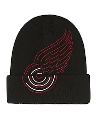 Mitchell & Ness Big Boys and Girls Black Detroit Red Wings Neon Line Lights Cuffed Knit Hat