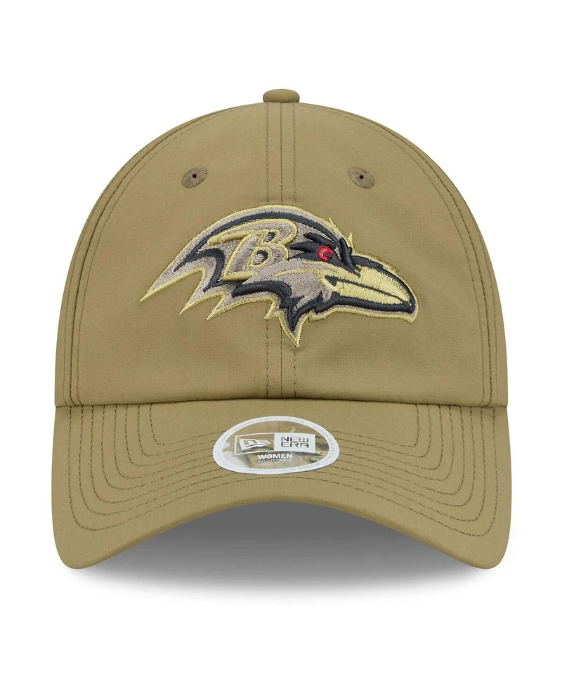 New Era Women's Green Baltimore Ravens 2025 Salute to Service Pony Tail Adjustable Hat