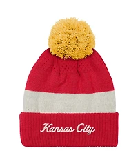 Outerstuff Big Boys and Girls Red Kansas City Chiefs Modern Fan Cuffed with Pom Knit Hat