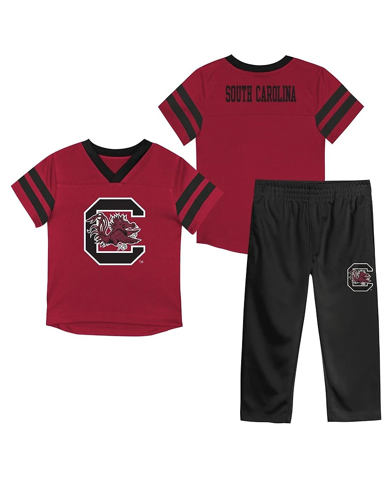 Outerstuff Baby Boys and Girls 2-Piece Garnet South Carolina Gamecocks Team Logo Red Zone Top Pant Set