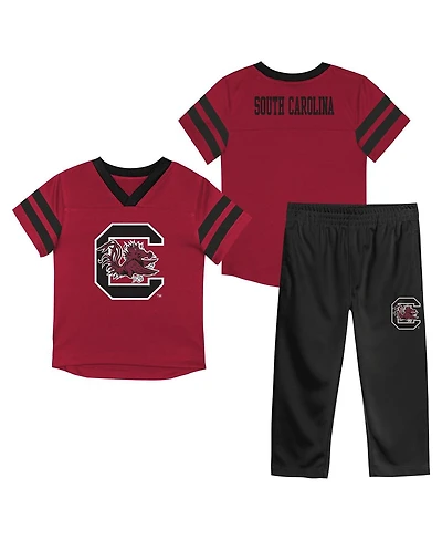 Outerstuff Baby Boys and Girls 2-Piece Garnet South Carolina Gamecocks Team Logo Red Zone Top Pant Set