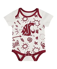 Outerstuff Baby Boys and Girls 3-Piece Red/Black Washington State Cougars All Day Play Bodysuit Set