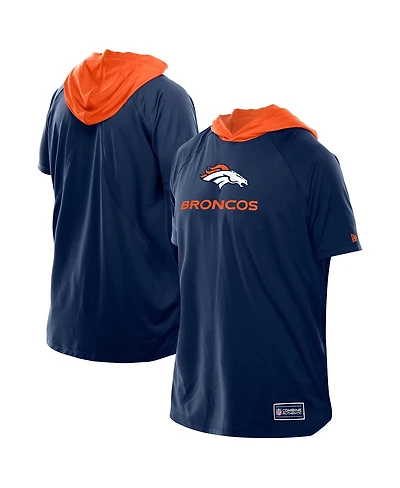 New Era Men's Navy Denver Broncos Combine Authentic Hooded Raglan Short-Sleeve T-Shirt