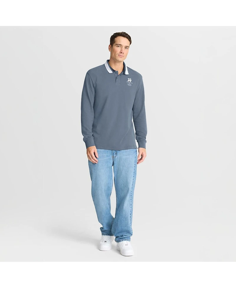 Fanatics Men's Blue Milano Cortina 2026 Winter Olympics Tipped Long Sleeve Polo Shirt