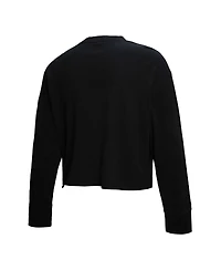 Mitchell & Ness Women's Black Philadelphia 76ers Hardwood Classics Studded Boxy Cropped Long Sleeve T-Shirt