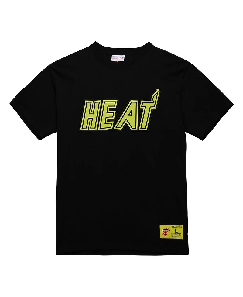 Mitchell & Ness Men's Black Miami Heat Hardwood Classics Neon Nights Premium T-Shirt