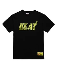 Mitchell & Ness Men's Black Miami Heat Hardwood Classics Neon Nights Premium T-Shirt