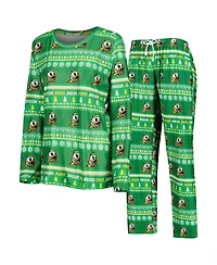 Concepts Sport Women's 2-Piece Green Oregon Ducks Holiday Long Sleeve Top and Pants Sleep Set