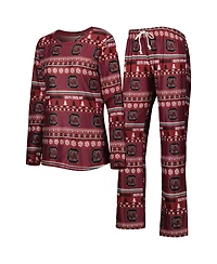 Concepts Sport Women's 2-Piece Garnet South Carolina Gamecocks Holiday Long Sleeve Top and Pants Sleep Set