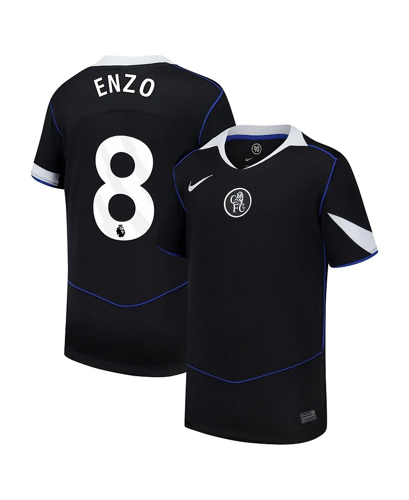 Nike Big Boys and Girls Enzo Fernandez Black Chelsea 2025/26 Third Replica Player Jersey