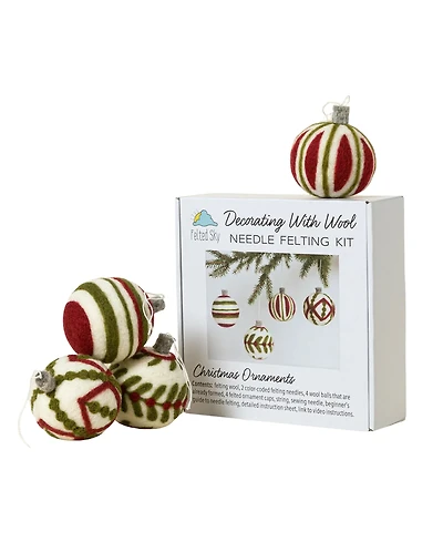 Uncommon Goods Set of 4 Festive Ornaments Beginner Needle Felting Kit