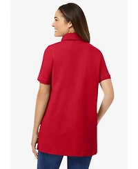 Woman Within Women's Perfect Short-Sleeve Polo Shirt