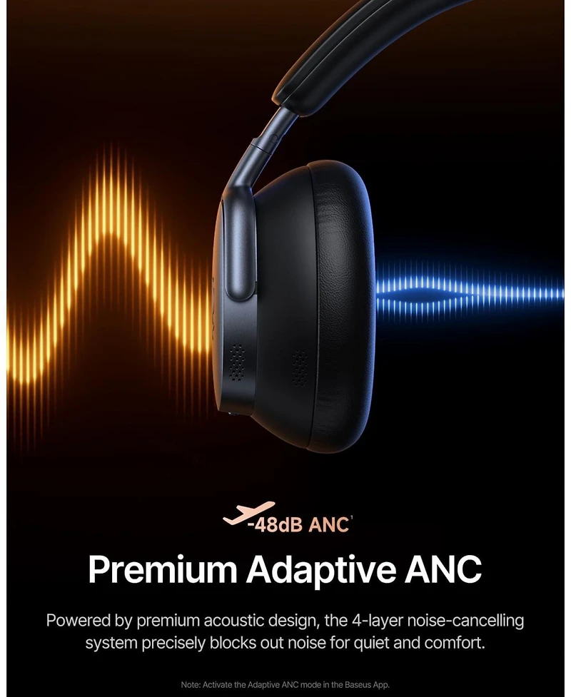 Baseus Inspire XH1 Wireless Headphones Bundle with 10,000mAh Power Bank, Adaptive Noise Cancelling, Hi-Res Over-Ear