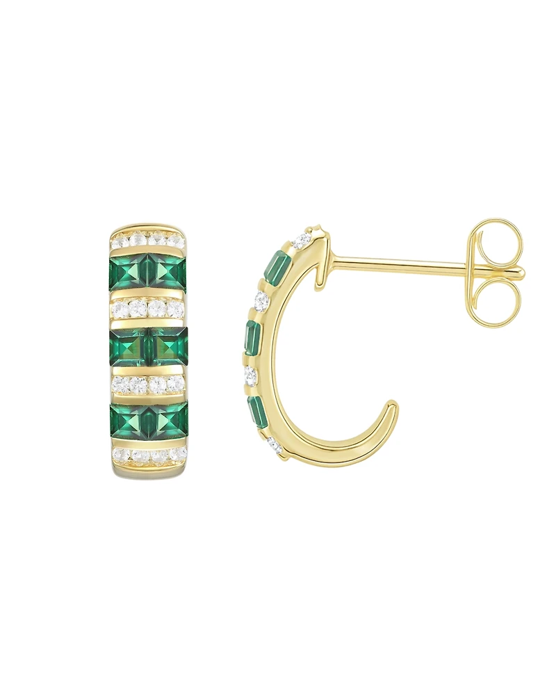 Macy's Lab-Grown Ruby (5/8 ct. t.w.) & White Sapphire (1/6 Earring 14k Gold Over Sterling Silver (also Emerald Sapphire)