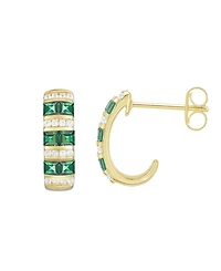 Macy's Lab-Grown Ruby (5/8 ct. t.w.) & White Sapphire (1/6 Earring 14k Gold Over Sterling Silver (also Emerald Sapphire)