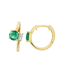 Macy's Lab-Grown Emerald (3/4 ct. t.w.) & White Sapphire (1/6 Earring 14k Gold Over Sterling Silver (also Ruby Sapphire)