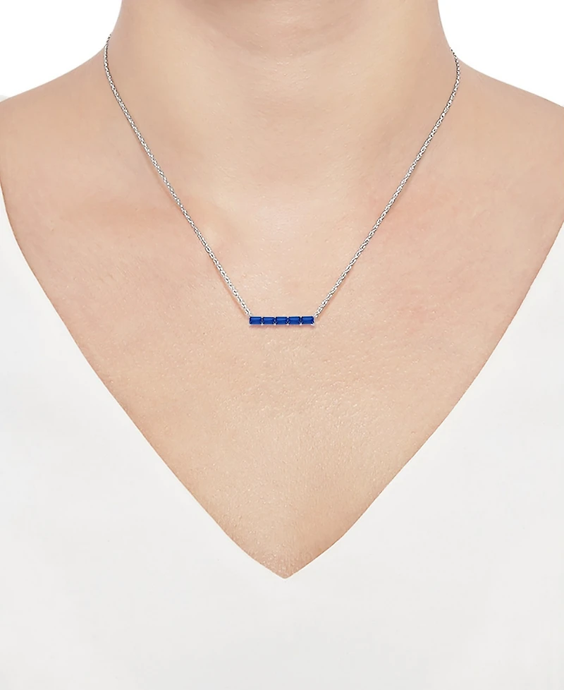 Macy's Lab-Grown Sapphire (5/8 ct. t.w.) Necklace in Sterling Silver (also in Multi-Stone)