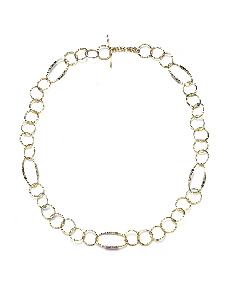 Sterling Silver 14K Gold Plated Round Trinkets Clear Cubic Zirconia Accent Necklace