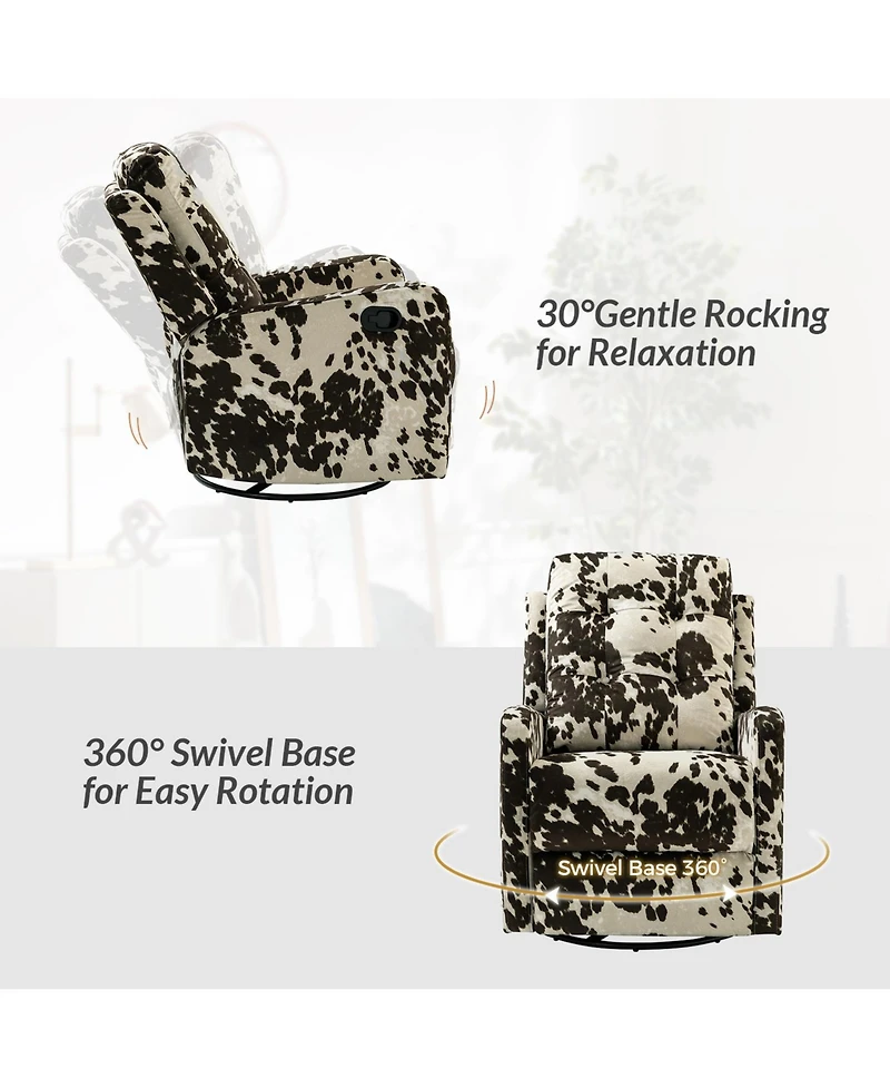 Hulala Home Arlette Transitional Swivel Recliner with Metal Base