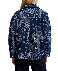 Free People Women's Opal Swing Printed Denim Button-Front Jacket