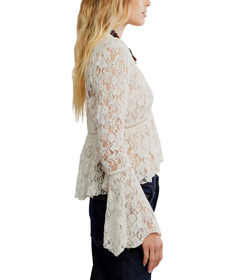 Free People Women's Whispering Love Lace V-Neck Top