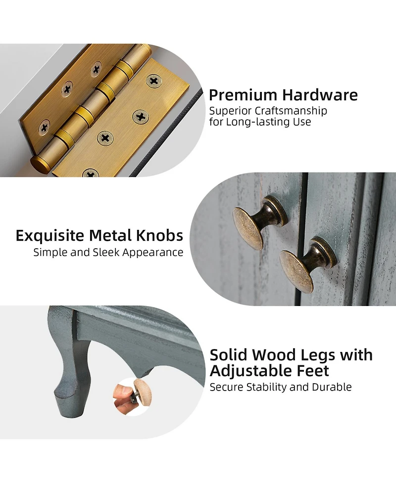 Hulala Home Farmhouse Pallantium 34" Tall 2-door Accent Cabinet with Adjustable Legs