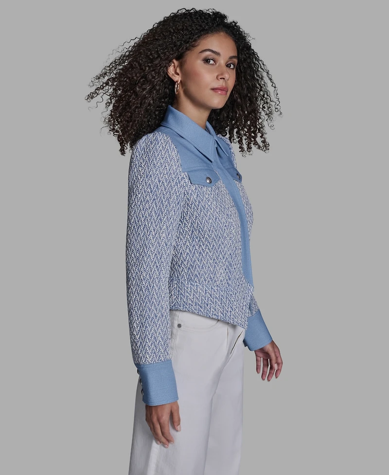 Bcbg Women's Chambray Collared Long-Sleeve Jacket