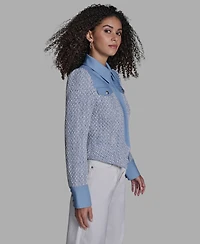 Bcbg Women's Chambray Collared Long-Sleeve Jacket