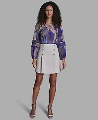 Bcbg Women's Button Detail Pleated Mini Skirt