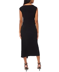 Msk Women's Sleeveless Boat-Neck Ponte-Knot Wrap Midi Dress