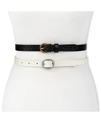 Levi's Women's 2-Pack Perforated and Reversible Skinny Casual Belt Set