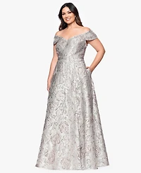 Xscape Plus Off The Shoulder Long Ball Gown