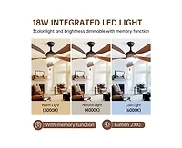 52-inch Minimalist Black 5-Blade Flush Mount with Remote Control and Led Light